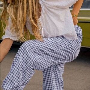 Sonderhaus Perfect Pants - Blue Gingham Cotton Pants
